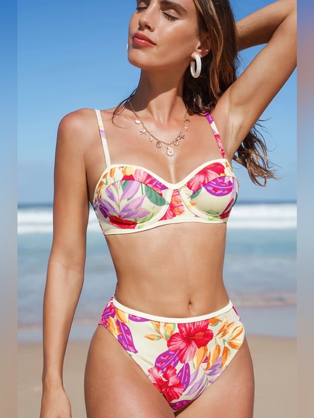 Cupshe Lush Paradise Floral bikini set underwire medium NWT